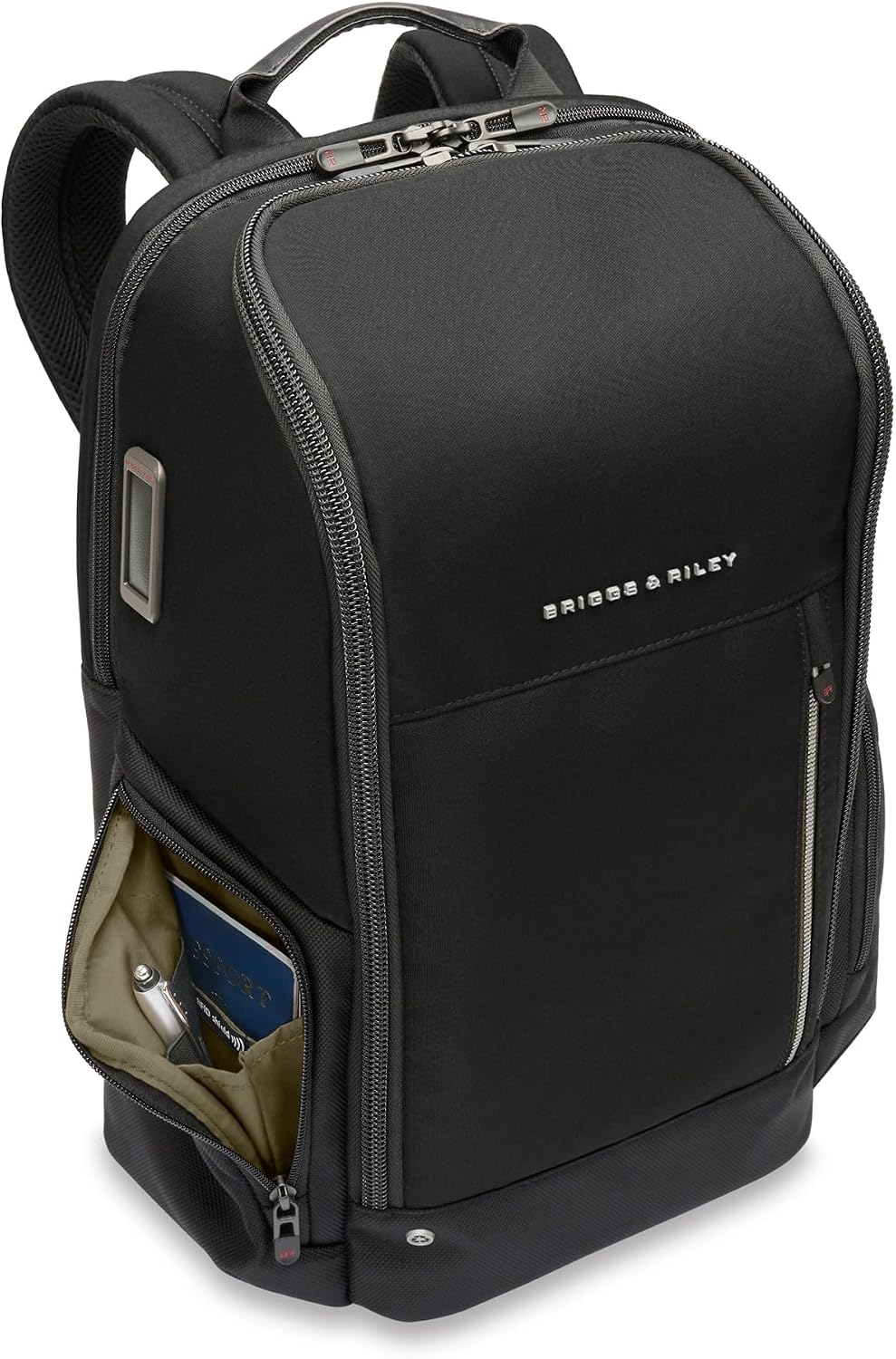 Briggs & Riley Medium Widemouth Backpack - Carry On Travel Backpack for Women & Men, Personal Item Bag, Self-Repairing Zippers, Padded Straps, Fits up to 15.6' Laptop - HTA Collection, Black