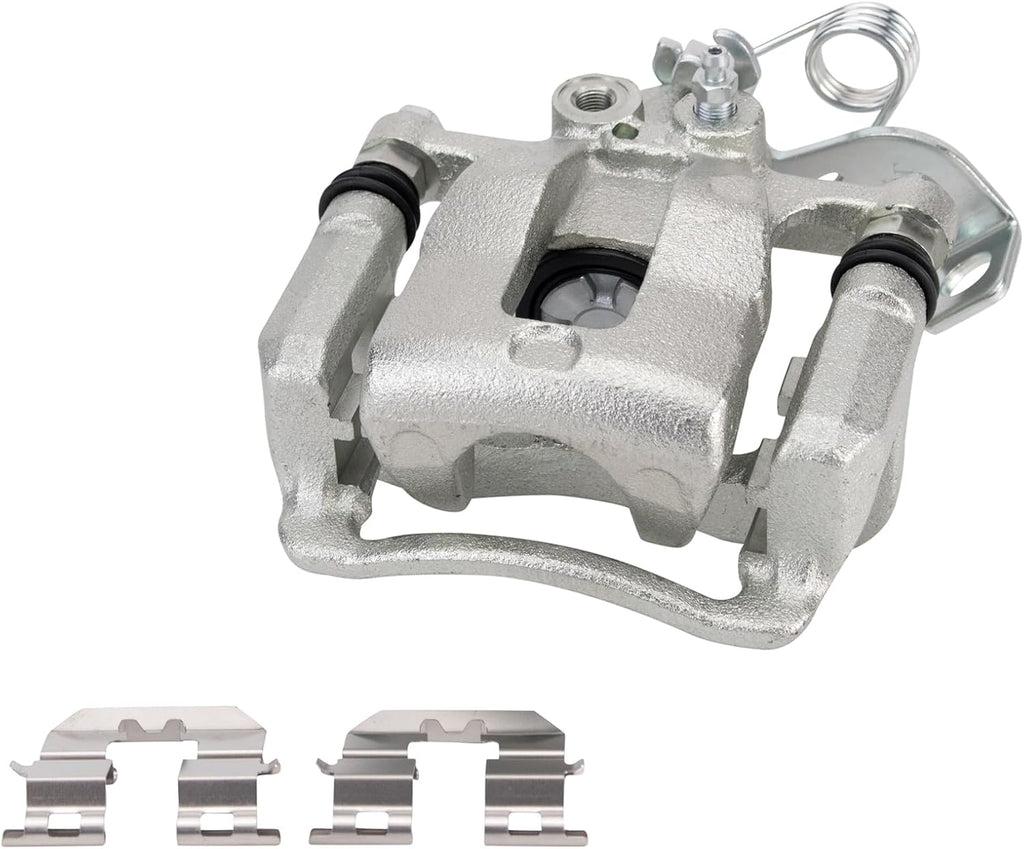 TRQ Performance Rear Brake Pad and Rotor Set Ceramic Solid G Coated Rotors Calipers Compatible with 2012-2016 Kia Rio
