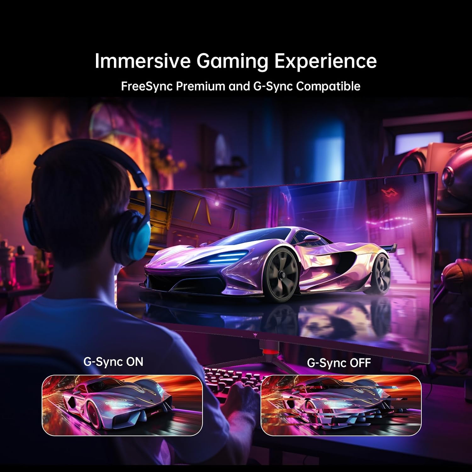 KTC 34 Inch Curved Ultrawide Gaming Monitor 3440 x 1440P 165Hz & Large Mouse Pad
