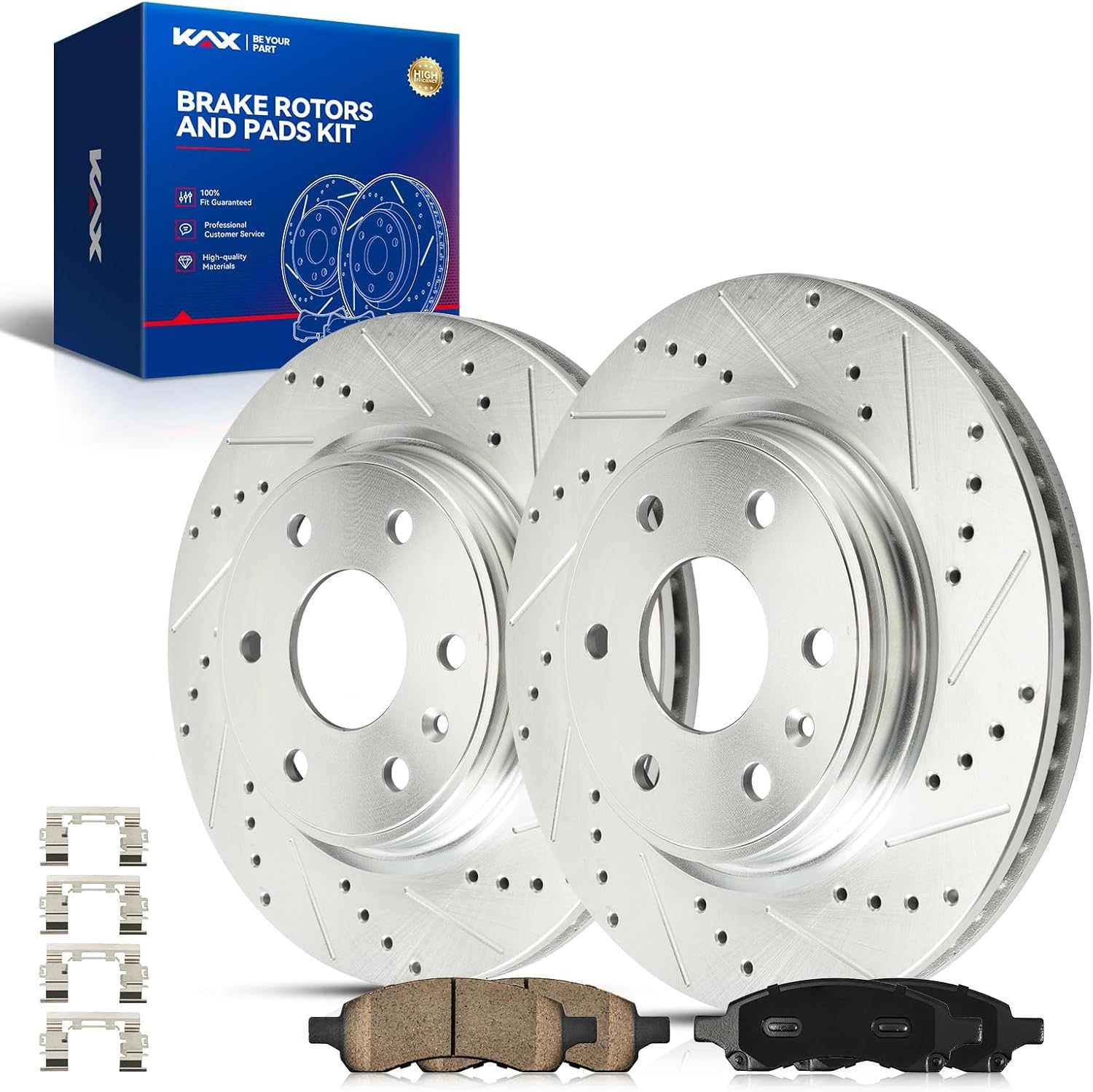 KAX Front Brake Kit for Chevrolet Traverse 2009-2017, GMC Acadia 2007-2016, Acadia Limited 2017, Buick Enclave 2008-2017, Saturn Outlook 2007-2010, 12.8inch Brake Rotors Pads Kit