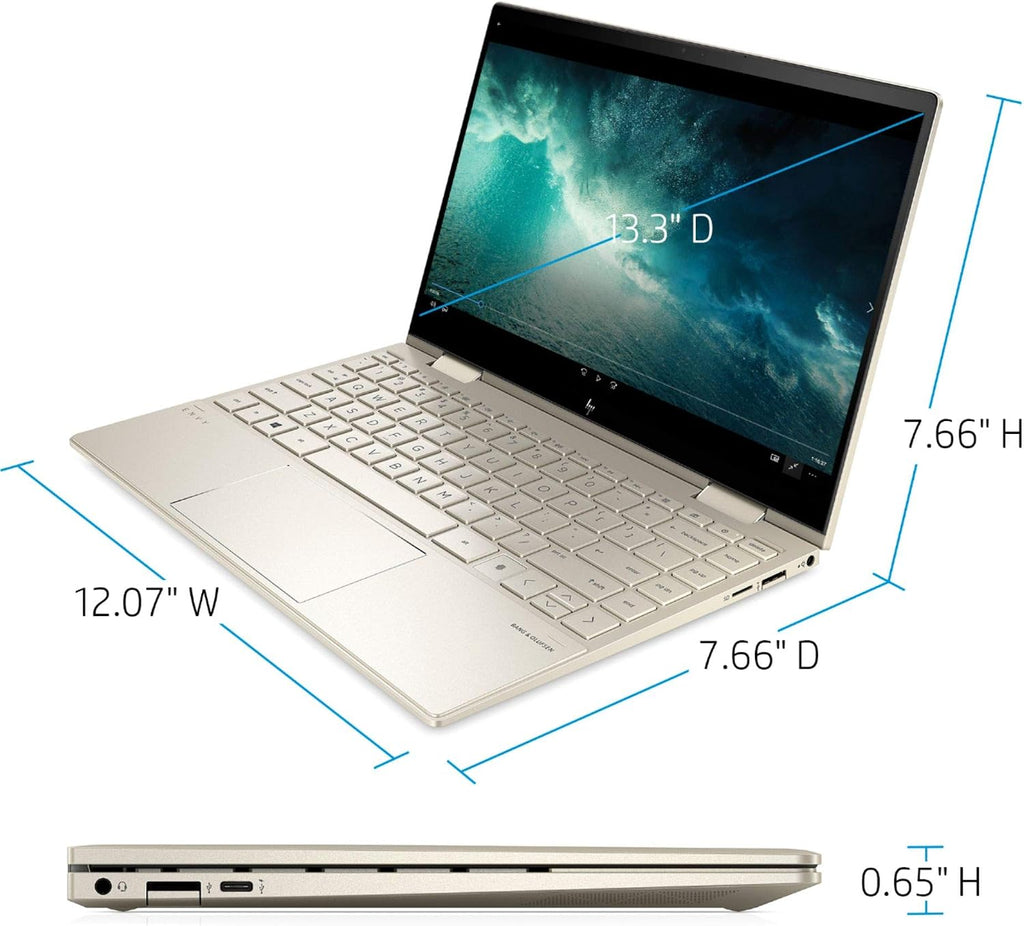HP Envy x360 2-in-1 13.3' FHD IPS Touchscreen Laptop Intel Evo Platform 11th Gen Core i7-1165G7 8GB Memory 512GB SSD Pale Gold - Backlit Keyboard -Fingerprint Reader -Thunderbolt (Renewed)