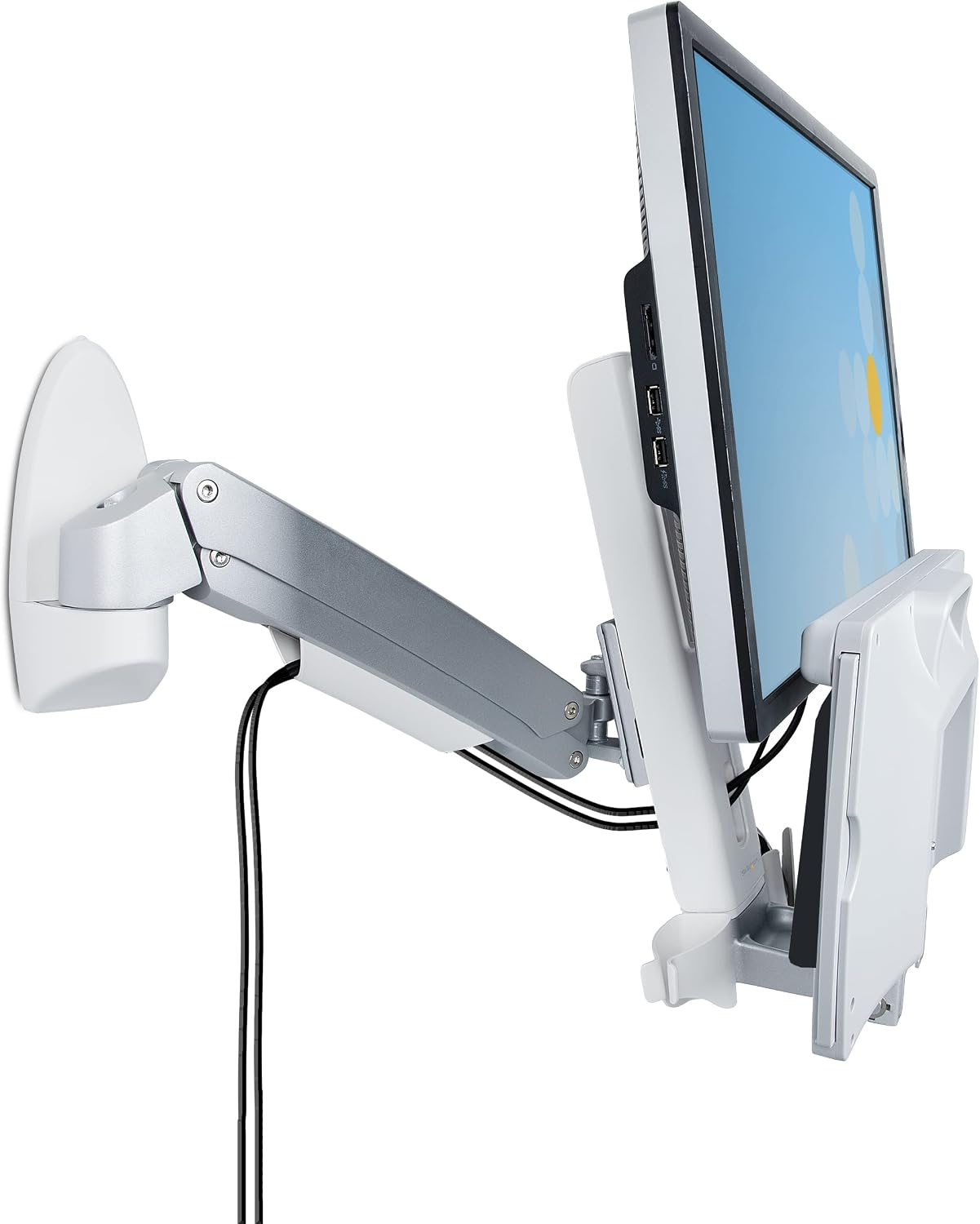 StarTech.com Wall Mount Workstation, Full Motion Sit Stand Desk w/Height Adjustable VESA Monitor Arm & Keyboard Tray, Ergonomic Wall Mounted Computer Workstation, Single Display, TAA