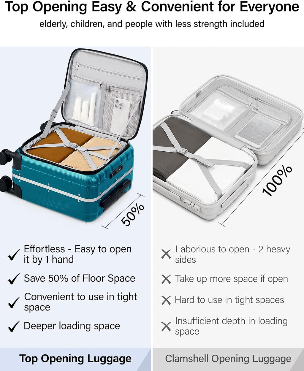 Hanke 16 Inch Small Carry On Luggage Hard Shell Top Opening Aluminum Frame Suitcase with Spinner Wheels, Underseat Front Open Luggage for Men & Women Business Travel and Short Trips, Caribbean Blue
