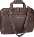 Masa Kawa Leather Laptop Briefcase for Men Fits 15.6' 16' Computer Slim Crossbody Shoulder Messenger Bag Attache Case for Business Work, Vintage Brown