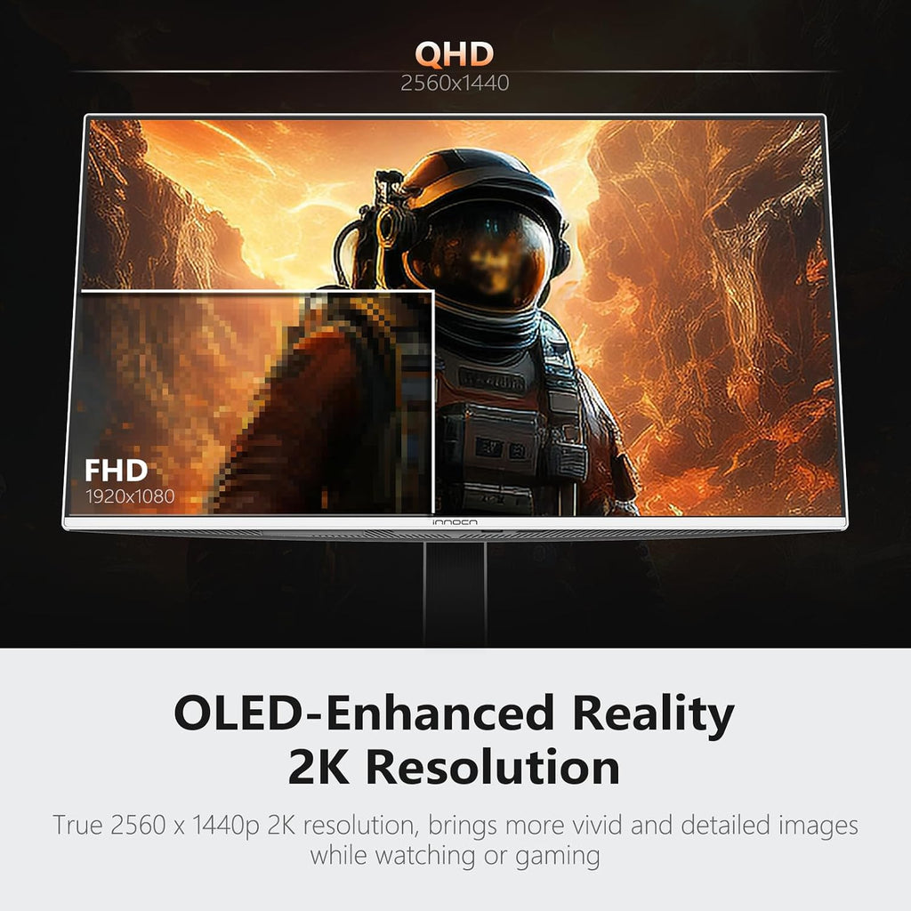 INNOCN 27' QD-OLED 2K QHD 2560 x 1440P 280Hz 240Hz PC Computer Gaming Console Monitor, 0.03ms, HDR400, HDMI, DisplayPort, Built-in Speaker, Height Pivot Adjustable Stand - 2780s