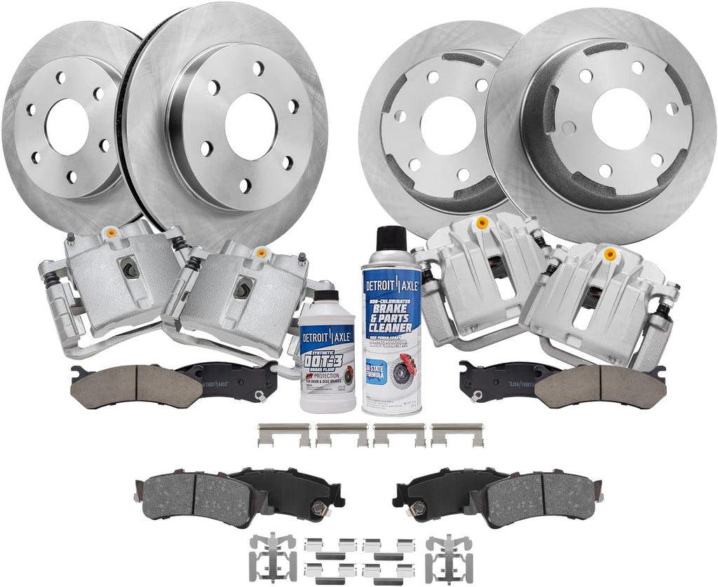 Detroit Axle - Brake Kit for 2003-2006 GMC Sierra Chevy Silverado 1500, 12.00'' inch Front and 12.80'' inch Rear Disc Brake Rotors Ceramic Brake Pads Brake Calipers 2004 2005 Replacement