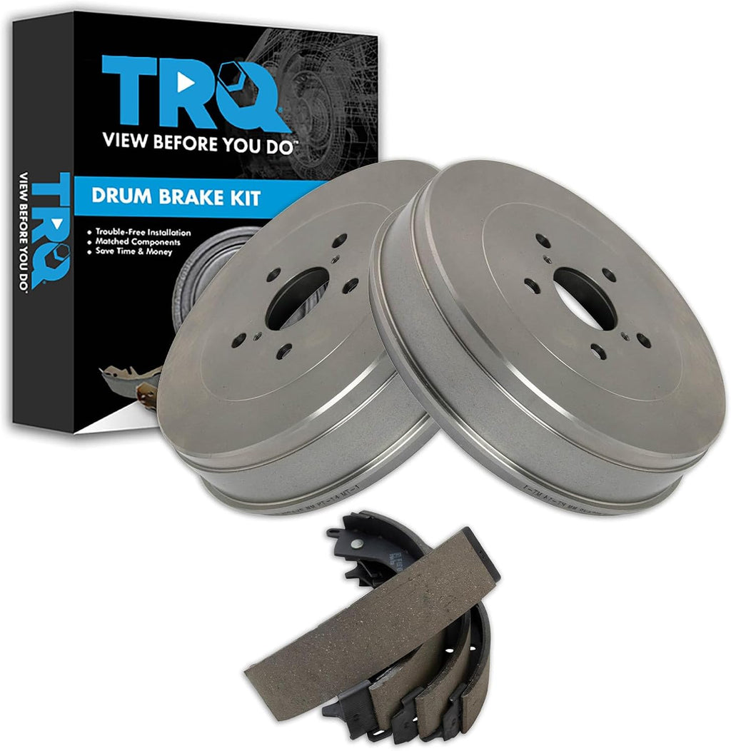 TRQ Brake Drum & Brake Shoe Rear LH & RH Kit Set for 05-14 Toyota Tacoma 5 Lug