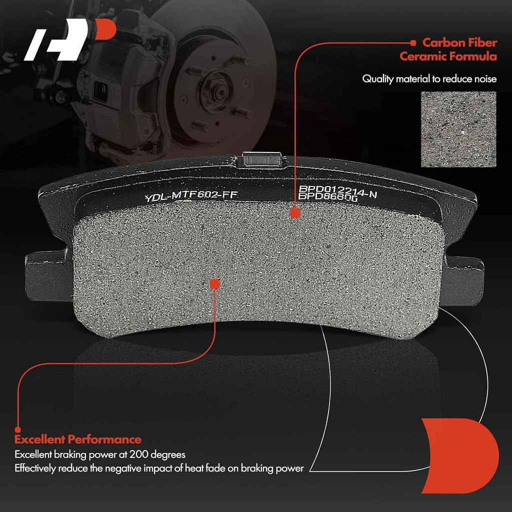 A-Premium 11.89 in (302mm) Rear Solid Disc Brake Rotors + Ceramic Pads kit Compatible with Select Chrysler, Dodge, Jeep & Mitsubishi Models - 200, Sebring, Caliber, Compass, Patriot, Lancer, Outlander