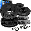 R1 Concepts Front and Rear Brake Kit Fits 2019-2020 Hyundai Santa Fe| Ceramic Pads, Drilled Slotted Rotors| Hardware| 12.6' Front & 12.0' Rear