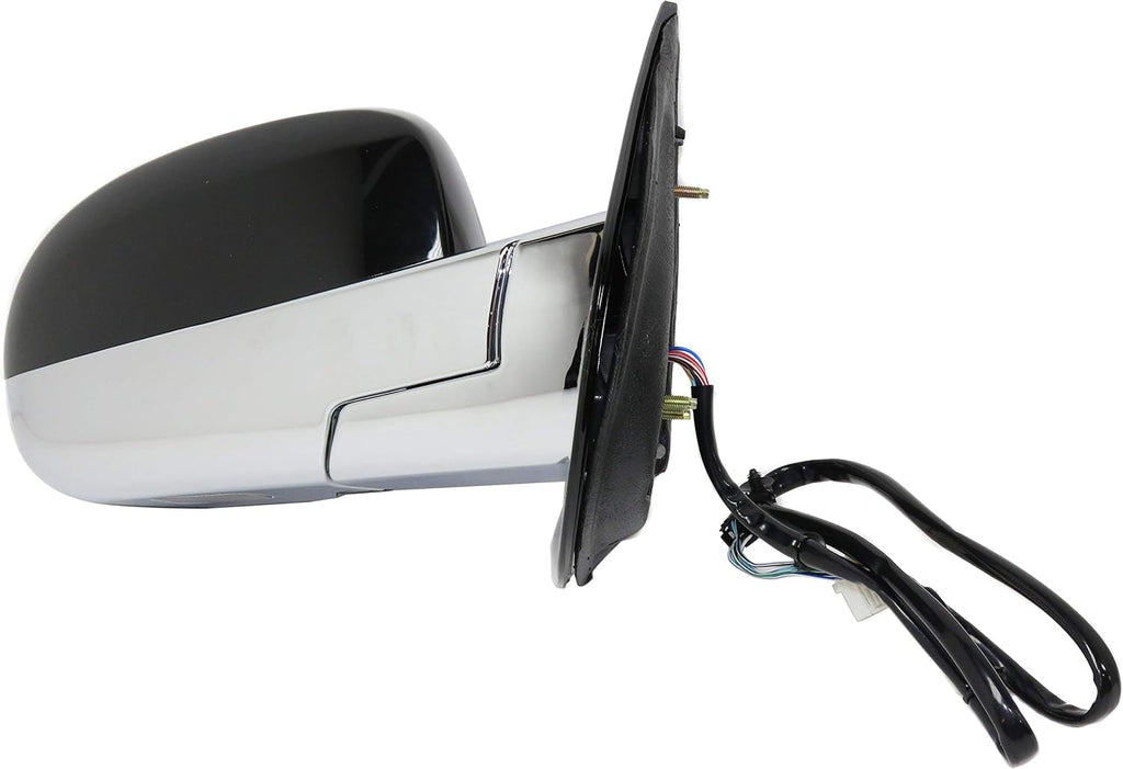 Kool Vue Passenger Side Power Heated Mirror for Cadillac Escalade ESV 2007-2014, Passenger Mirror Power Fold With Signal Light, Memory & Puddle Lamp, Without Blind Spot Monitor, Chrome