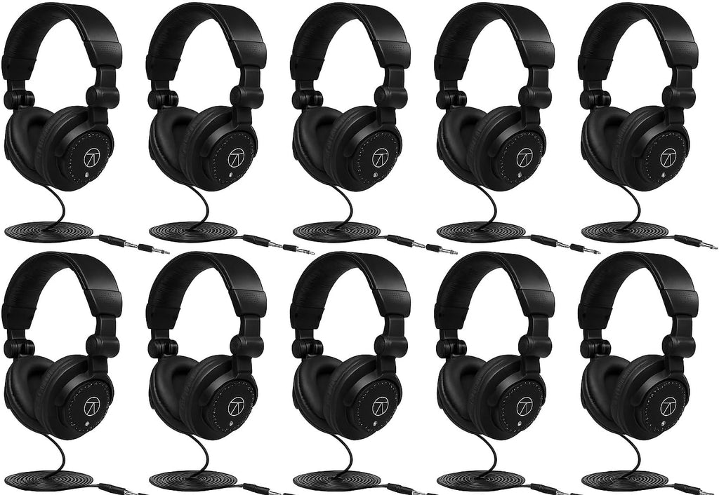 Turnstile Audio TAPH100 All-Purpose Closed-Back Wired Over-Ear Headphones, 50mm Drivers, Bass-Infused Sound, Long Cable & 3.5mm Adapter – Professional DJ, Studio, Recording & Everyday Use (10 Pack)