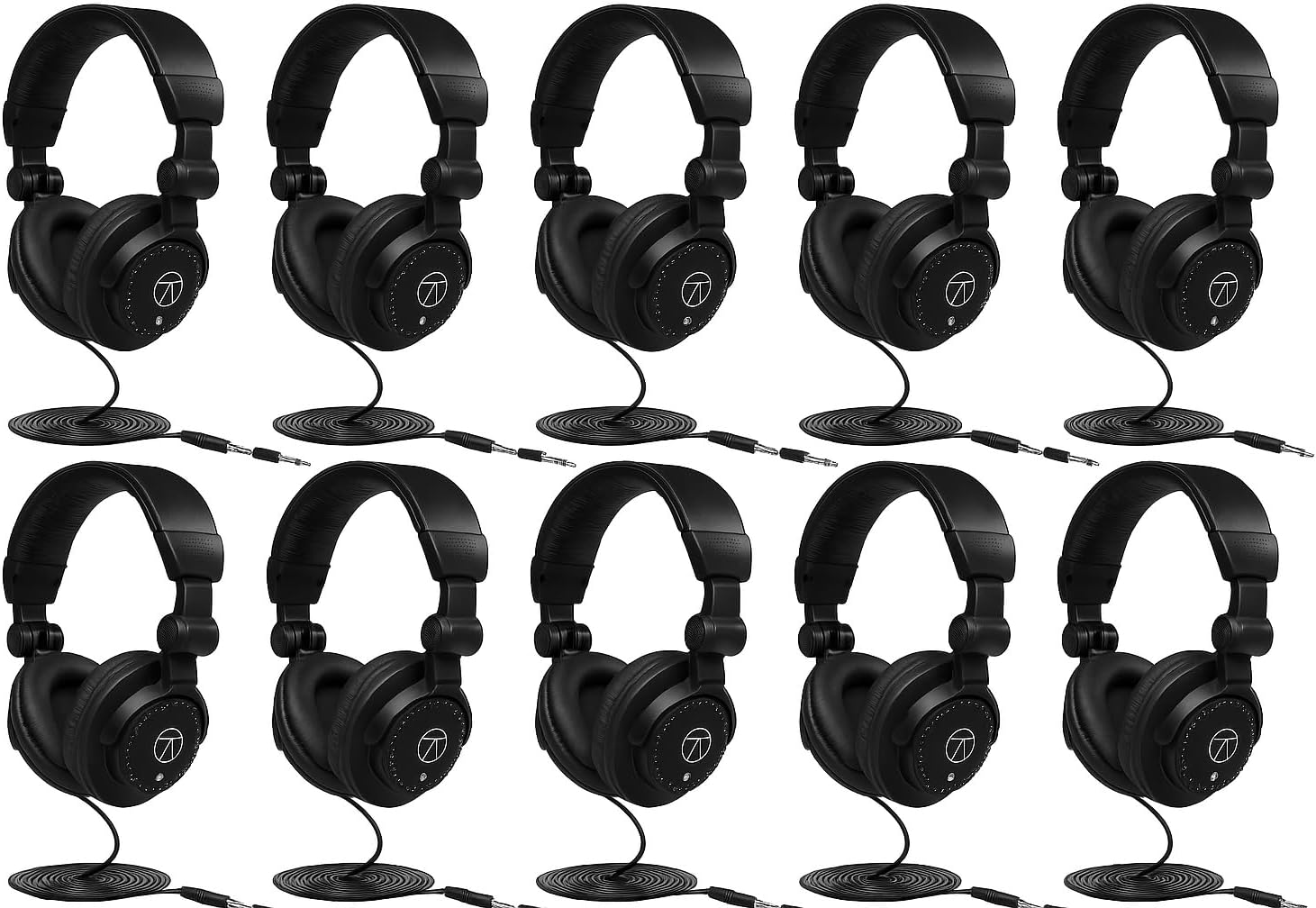 Turnstile Audio TAPH100 All-Purpose Closed-Back Wired Over-Ear Headphones, 50mm Drivers, Bass-Infused Sound, Long Cable & 3.5mm Adapter – Professional DJ, Studio, Recording & Everyday Use (10 Pack)