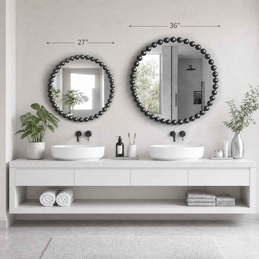 Madison Park 36 inch Black Round Mirror, Round Mirrors for Wall Decor, Metal Frame Circle Mirror for Bathroom, Living Room, Round Wall Metal Art Mirror