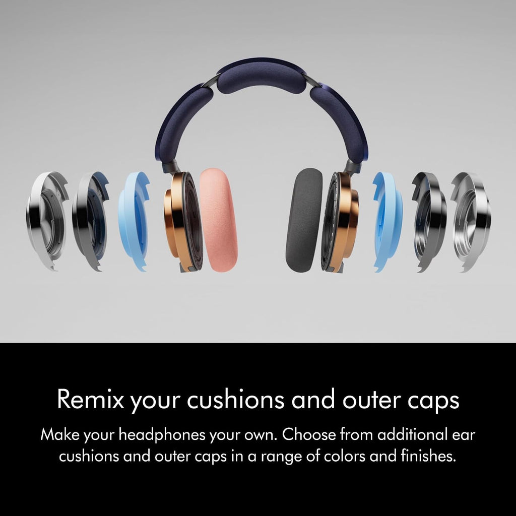 Bundle - Dyson OnTrac™ Over Ear Wireless Headphones in CNC Aluminum with Oyster Pink Ear Cushions + Ceramic Blue Ear Caps - Noise Cancelling, Up to 55 Hours Battery Life(2), Customizable