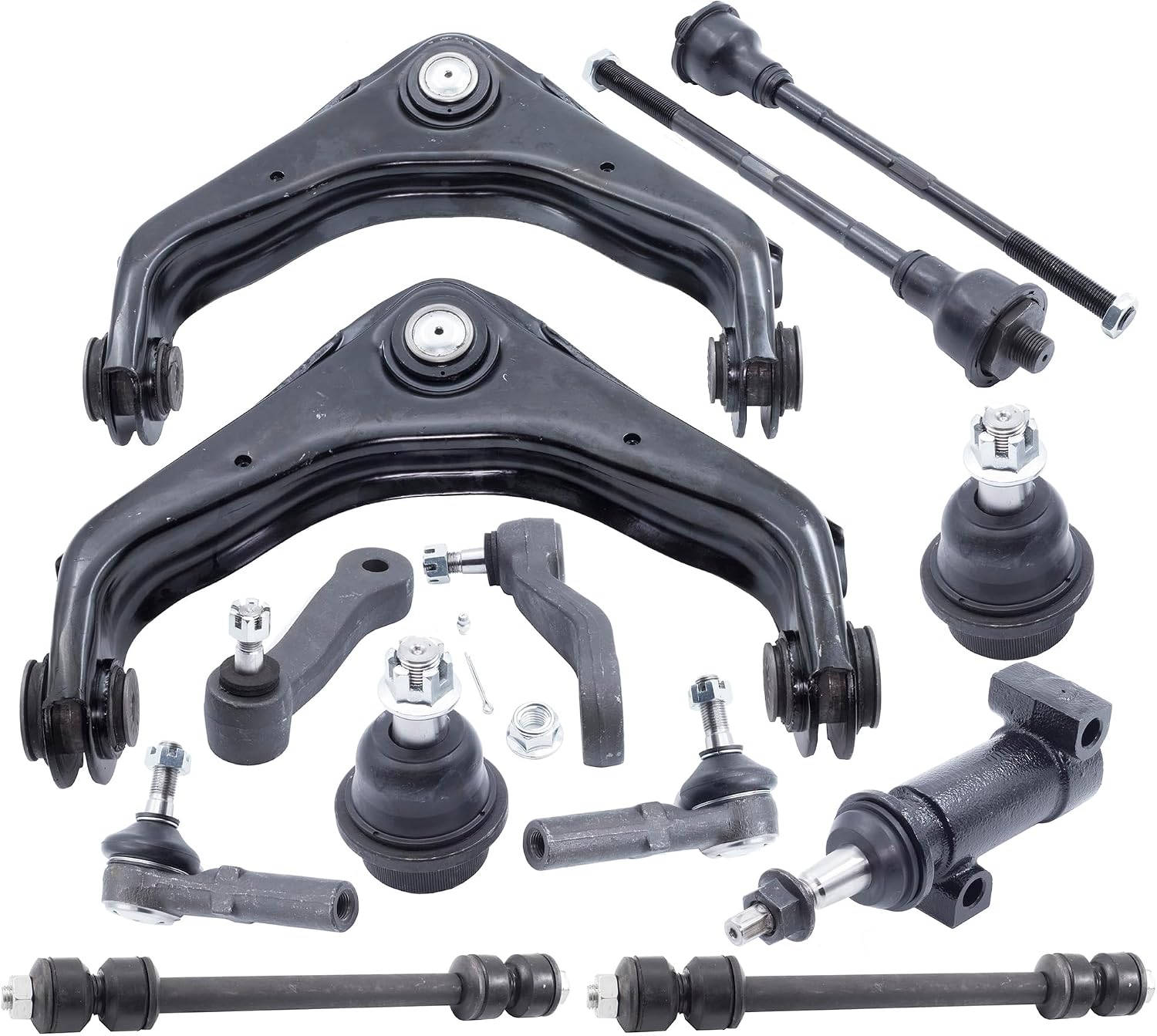 13pc Complete Front Suspension Control Arm Kit replacement for 2001-2010 Chevy Silverado Chevrolet Avalanche Suburban and GMC Sierra Yukon 8-Lug Wheel Only
