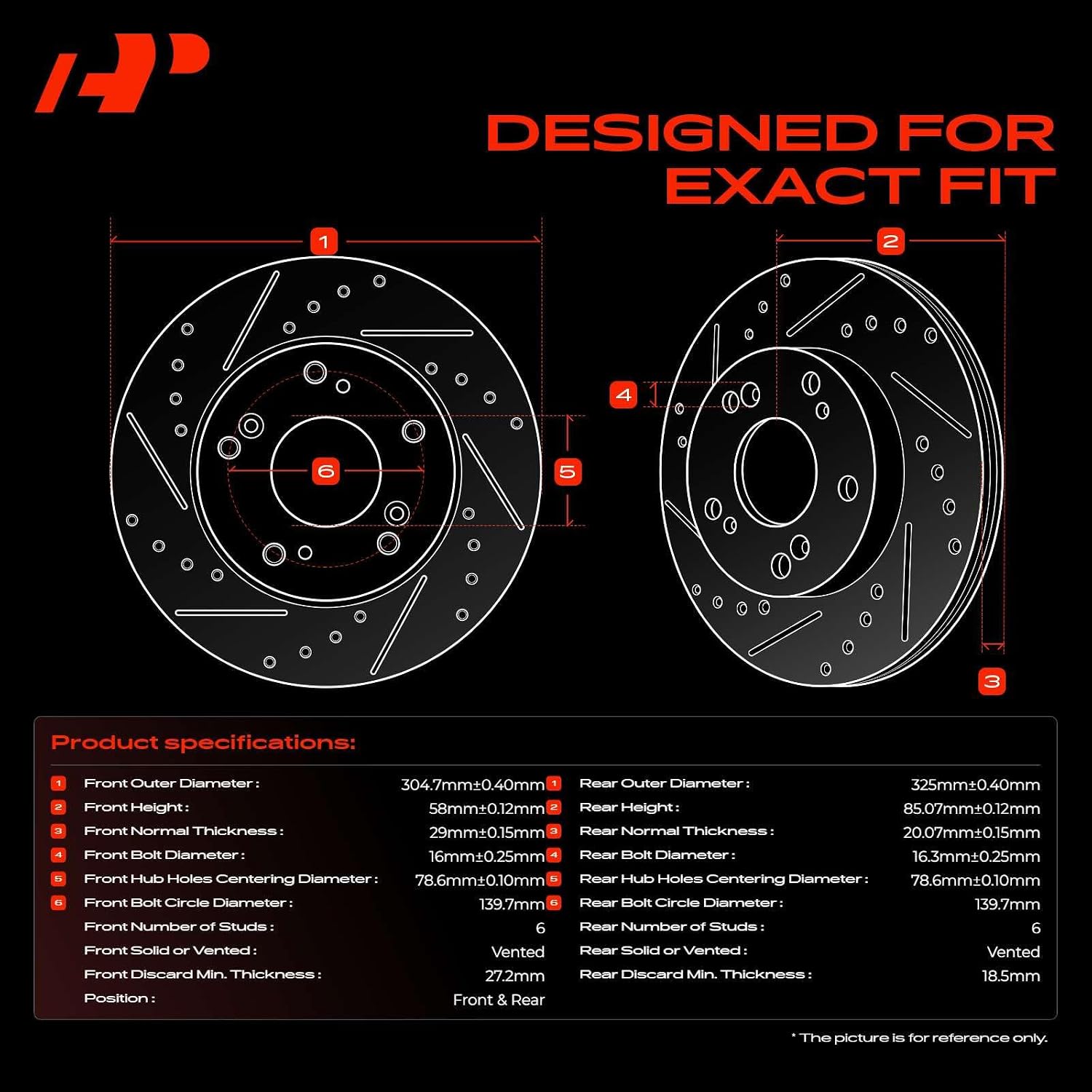 A-Premium Front & Rear Drilled and Slotted Disc Brake Rotors + Ceramic Pads Kit Compatible with Select Chevrolet and GMC Models - Tahoe, Silverado 1500, Sierra 1500, Yukon, Astro, Safari, 12-PC Set