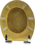 Black Toilet Seat Cover, Sparkly Toilet Seat Glitter Toilet Seat Slow Close Toilet Seat Round, Top/Bottom-Fixed, Quick Release Easy Installation and Cleaning,Gold(Gold)
