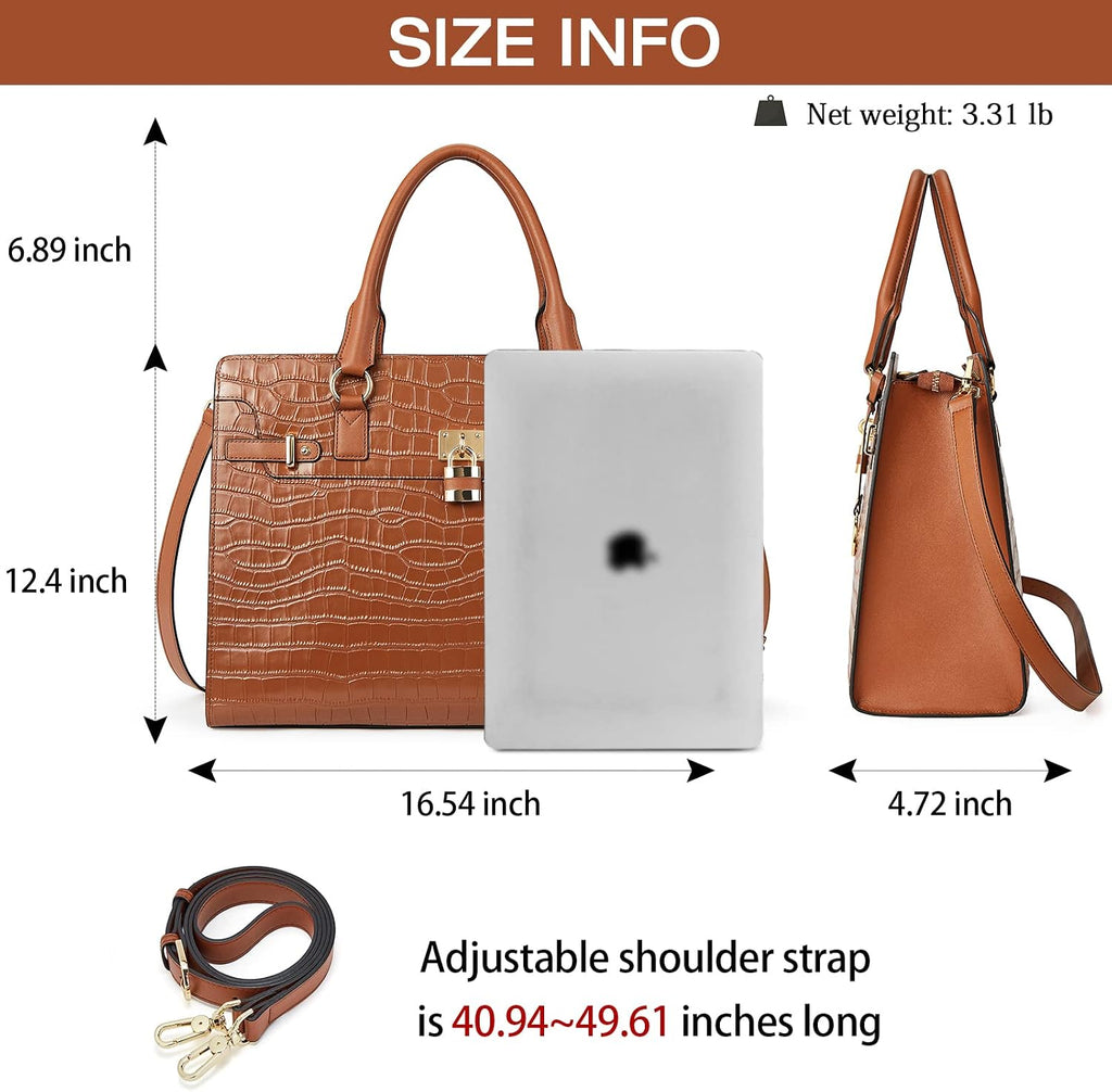 BOSTANTEN Briefcase for Women 15.6 inch Leather Laptop Bag Vintage Slim Lawyer Business Bag Stylish Work Purse