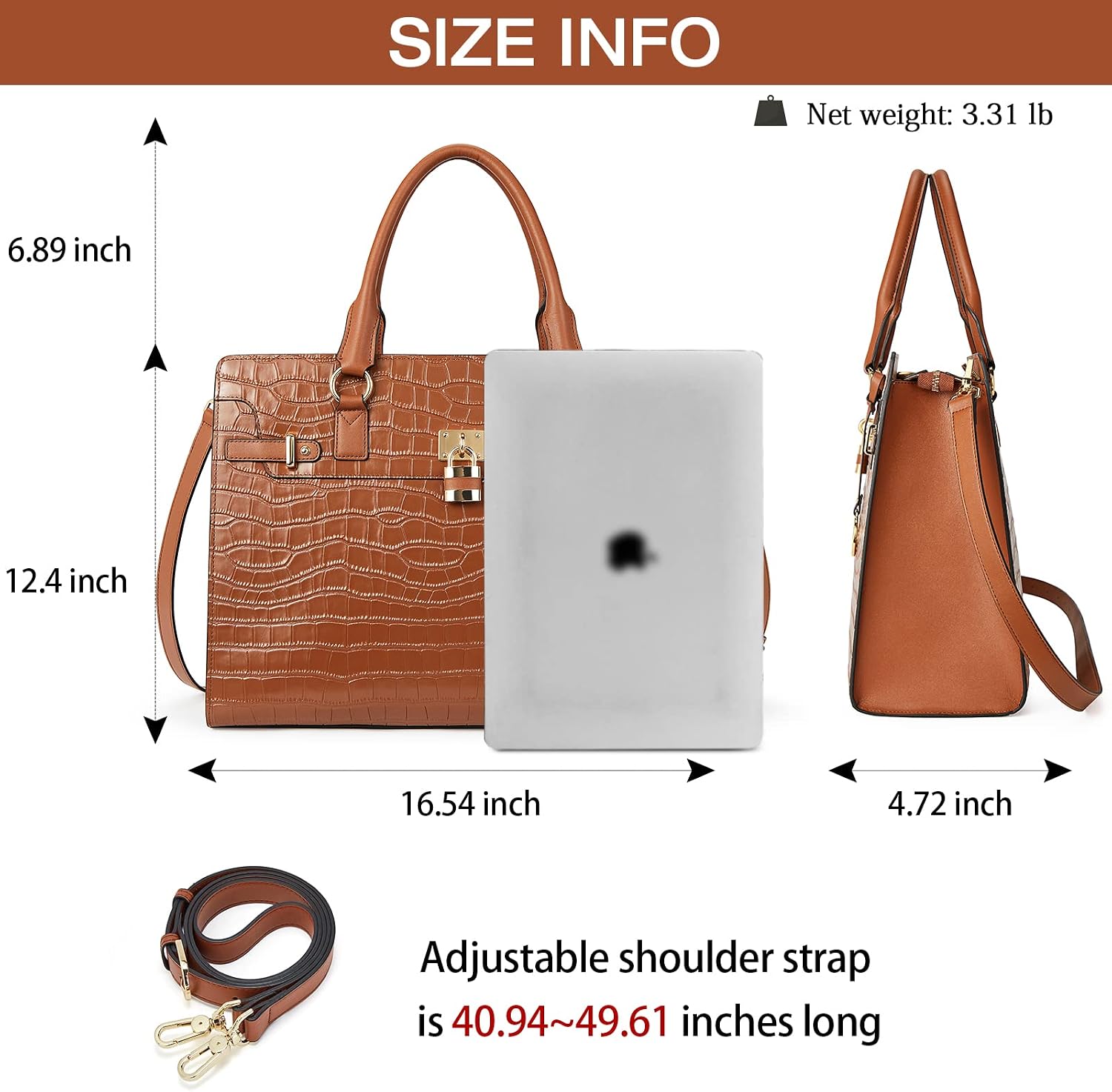 BOSTANTEN Briefcase for Women 15.6 inch Leather Laptop Bag Vintage Slim Lawyer Business Bag Stylish Work Purse