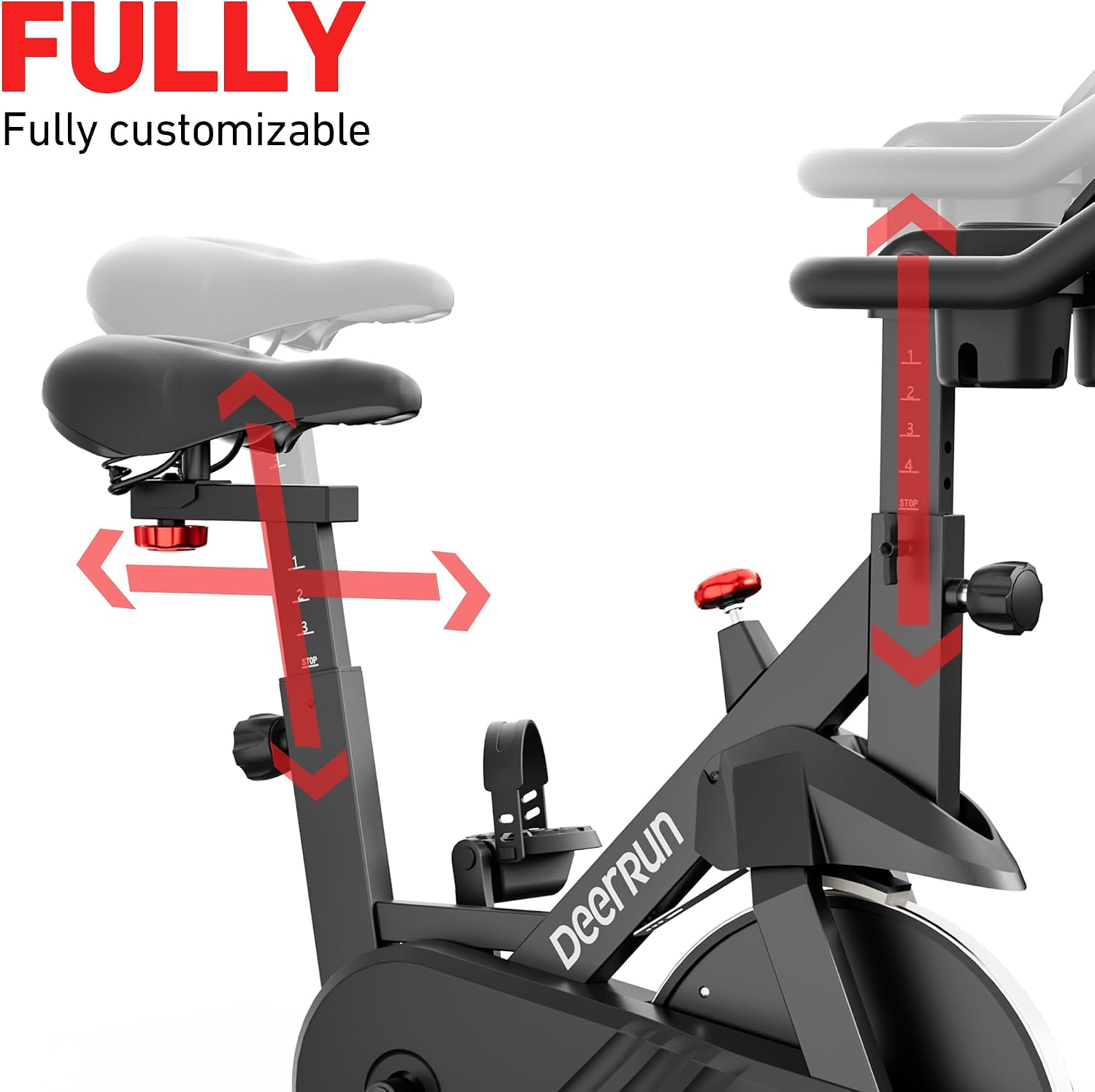 DeerRun Exercise Bike, Indoor Cycling Bike with Adjustable Magnetic Resistance, Low-Noise Belt Drive Stationary Bike for Home Cardio, 300 lb Capacity, Device Mount & LCD Monitor