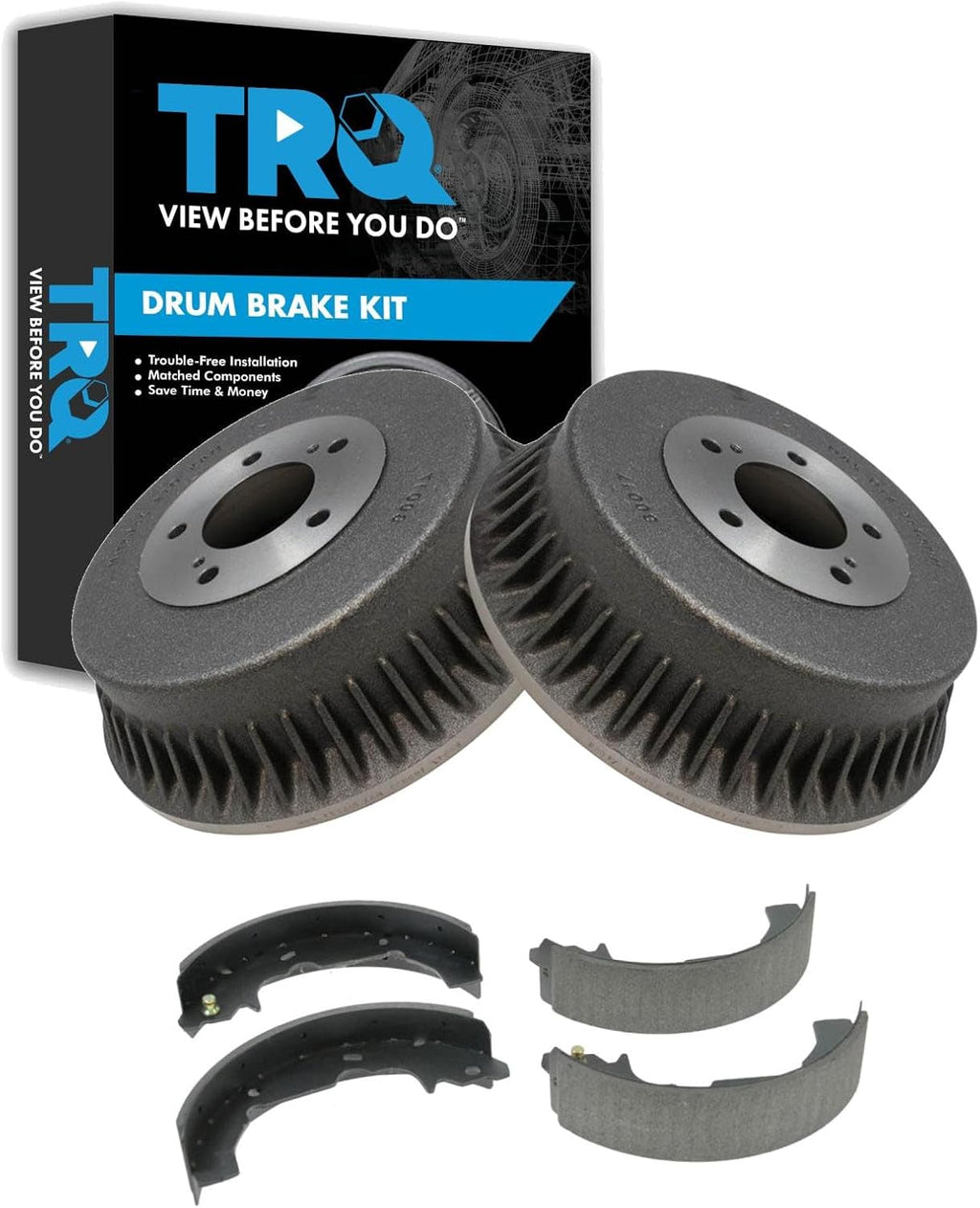 TRQ Rear Brake Shoe and Drum Kit Set 5 Stud Compatible with 93-02 Villager Quest