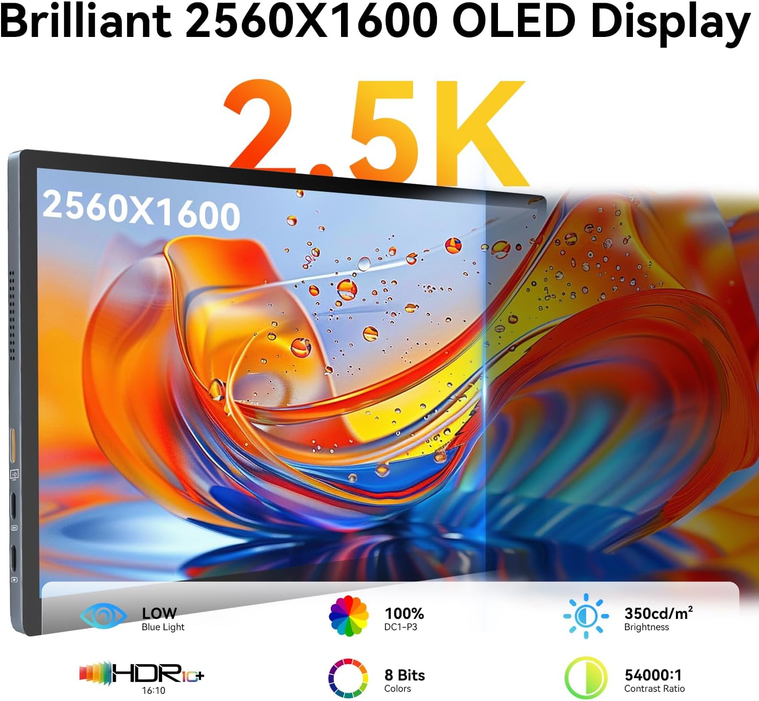 Showscreen 10.5' OLED 2.5K Portable Touch Monitor, 100% DCI-P3, for Windows Android Switch