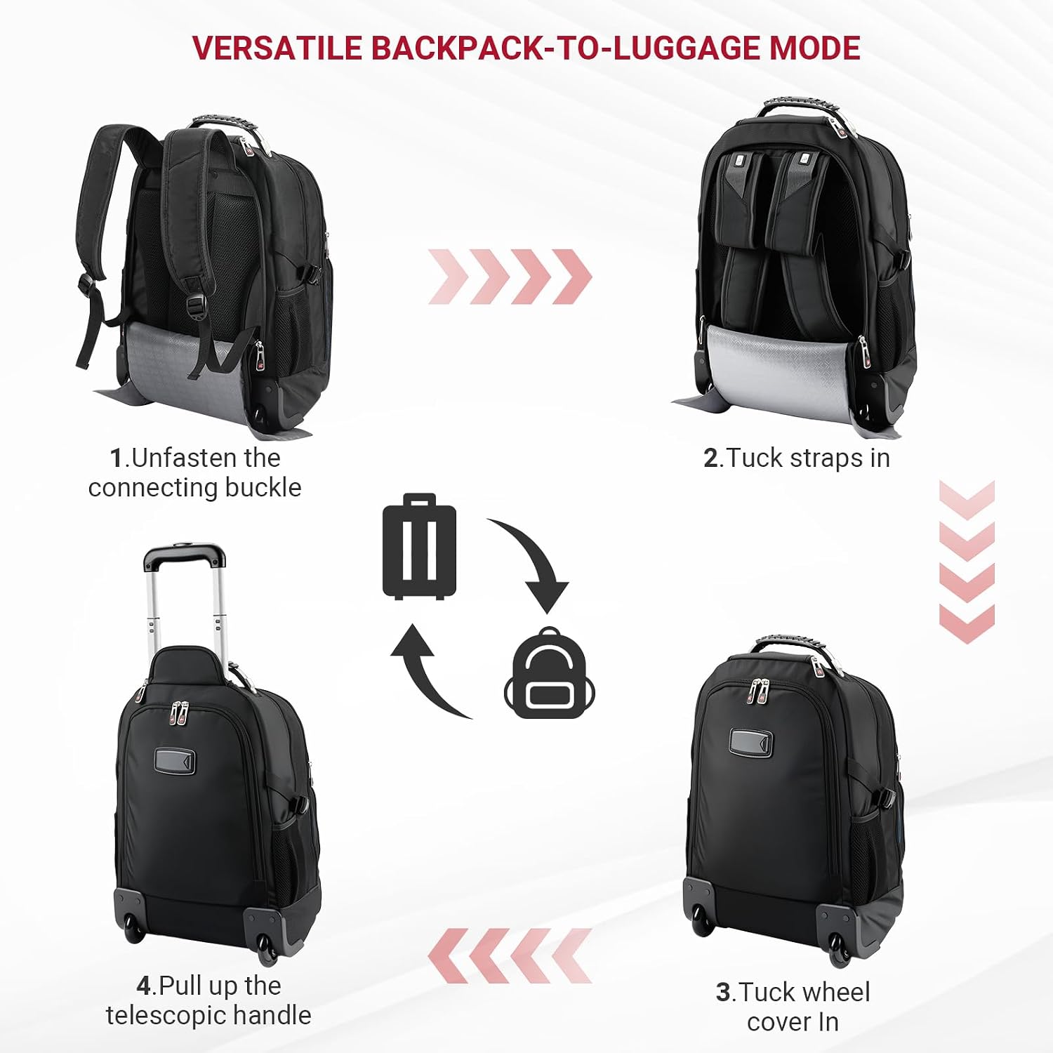 star cloud Rolling Backpack with Wheels, USB & Type-C Charging Port, 21x14x9 Water Resistant Wheeled Backpack, 17.3' Roller Laptop Backpack, Carry On Luggage for Business Travel College Work Bag