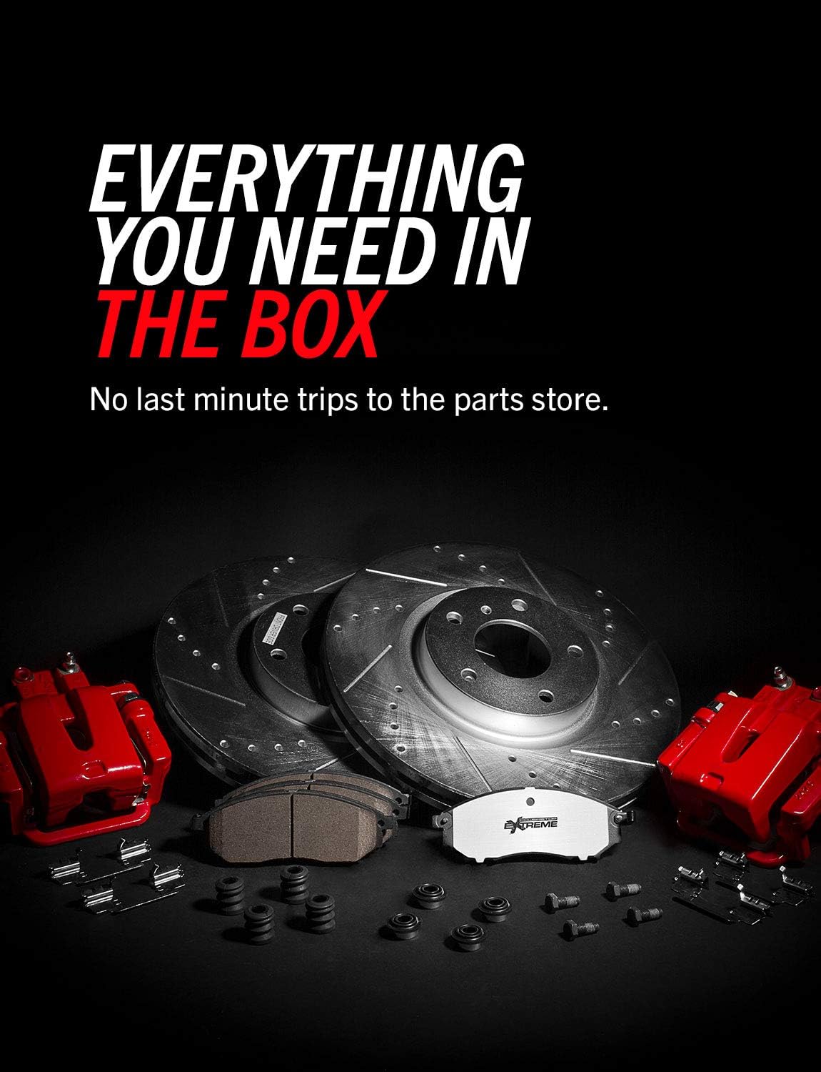PowerStop Front and Rear Brake & Caliper Kit for Ford F-150 2012-18 - Drilled & Slotted Disc Rotors + Z36 Brake Pads + Red-Powder Coated Calipers, KC6268-36