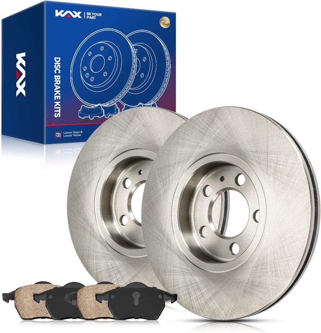 KAX Front Brake Kit for Volkswagen Jetta 1999-2005, Beetle 2000-2010, Golf 2000-2006, GTI 2006, 11.29inch Brake Rotors Pads Kit, #34168+D687A Front Brakes