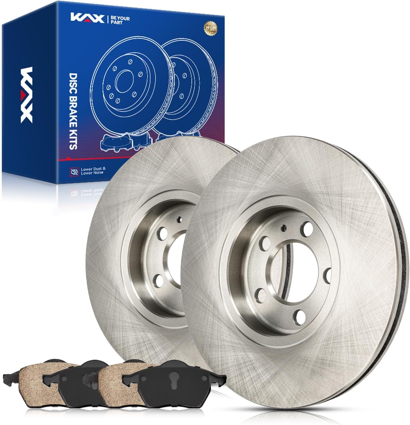 KAX Front Brake Kit for Volkswagen Jetta 1999-2005, Beetle 2000-2010, Golf 2000-2006, GTI 2006, 11.29inch Brake Rotors Pads Kit, #34168+D687A Front Brakes