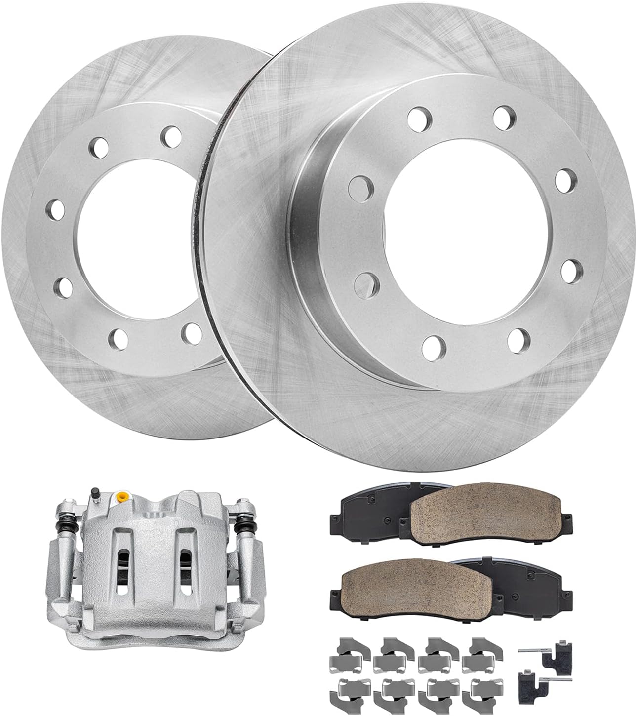 Detroit Axle - 4WD Front Brake Kit for Ford 2005-2012 F-250 Super Duty 2005-2007 F-350 Super Duty Disc Brake Rotors Brake Caliper Ceramic Brakes Pads 2006 Replacement