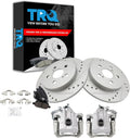 TRQ Performance Rear Brake Pad and Rotor Set Ceramic Solid Rotors Calipers Compatible with 2010-2013 Toyota Prius