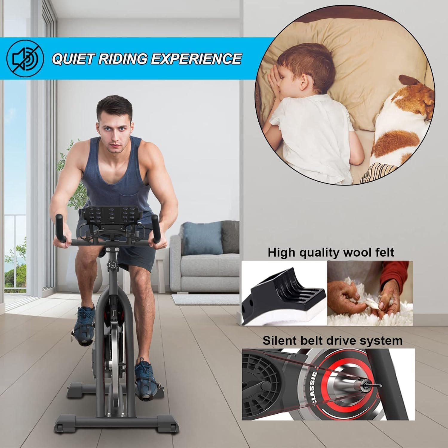 Exercise Bikes Stationary,Exercise Bike for Home Indoor Cycling Bike for Home Cardio Gym,Workout Bike with Mount & LCD Monitor,Silent Belt Drive
