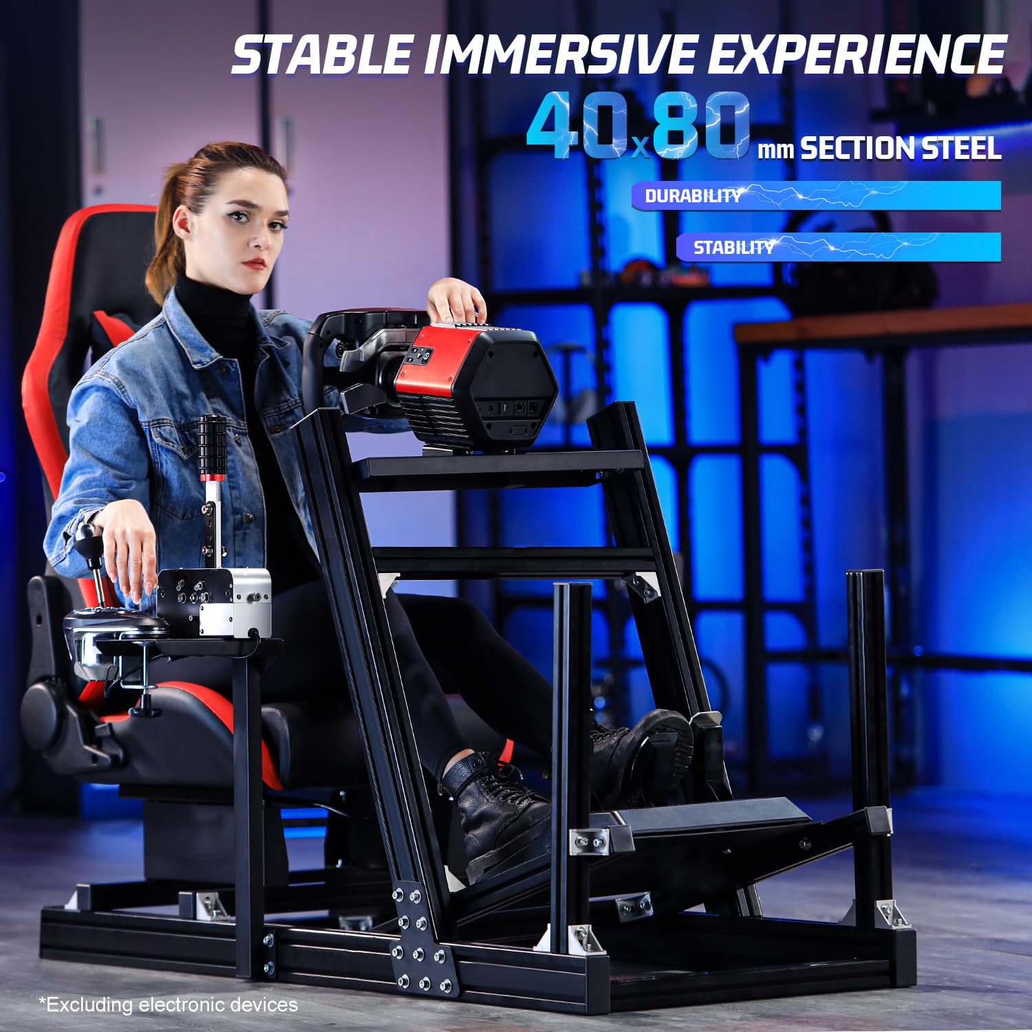 Marada 8040 Aluminum Profile Racing Simulator Cockpit,Fit For Fanatec,for Thrustmaster, for Moza, for Logitech g29 g920, Sim Racing Cockpit with Monitor Mount and Seat, Excluding Electronic Devices