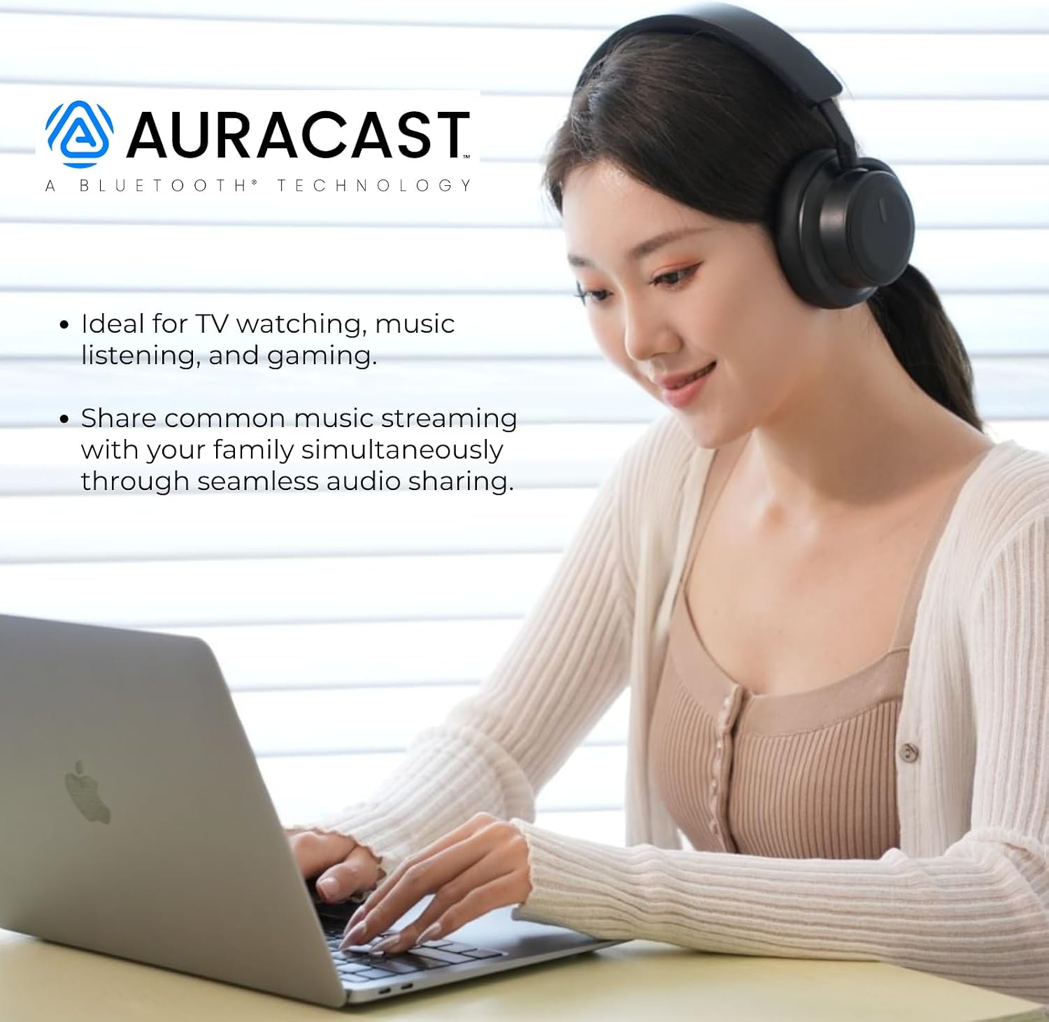 EchoBeatz Wireless Headphones with Auracast, Over-Ear Noise Cancelling, Bluetooth ANC Headphones, Wireless Over-Ear for Travel & Work, Ultra Low Latency