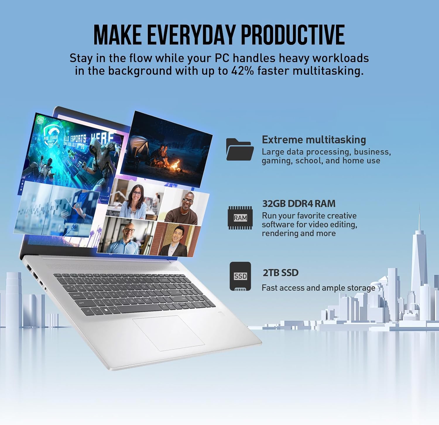 HP 17 Inch Laptop Touchscreen Computer, 17.3' HD+ Touch Screen Business Laptop PC, Intel Core i7,32GB RAM, 1TB SSD,Windows 11 Pro,Backlit,Number Pad,Fingerprint