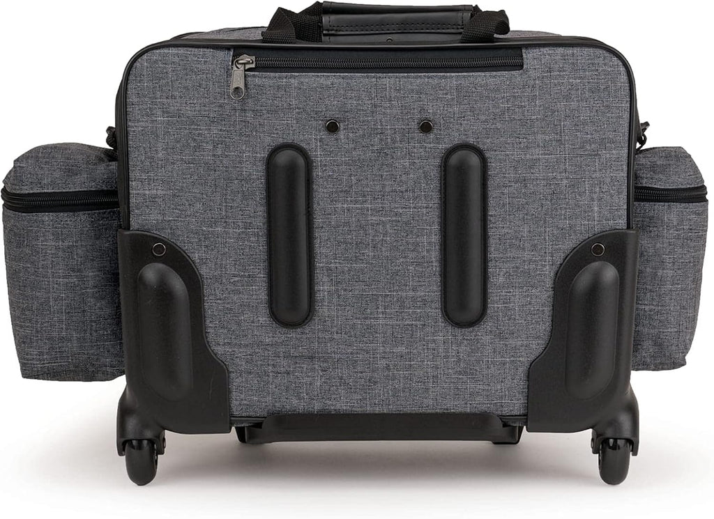 Hopkins Medical Products Travel Safe Rolling Travel Bag, Laptop Sleeve, Lockable File Pocket, Waterproof, Extra-Wide Wheels, Adjustable Strap, EZ-View Pockets, Heather Gray, 16 Inches x 13 Inches x 9
