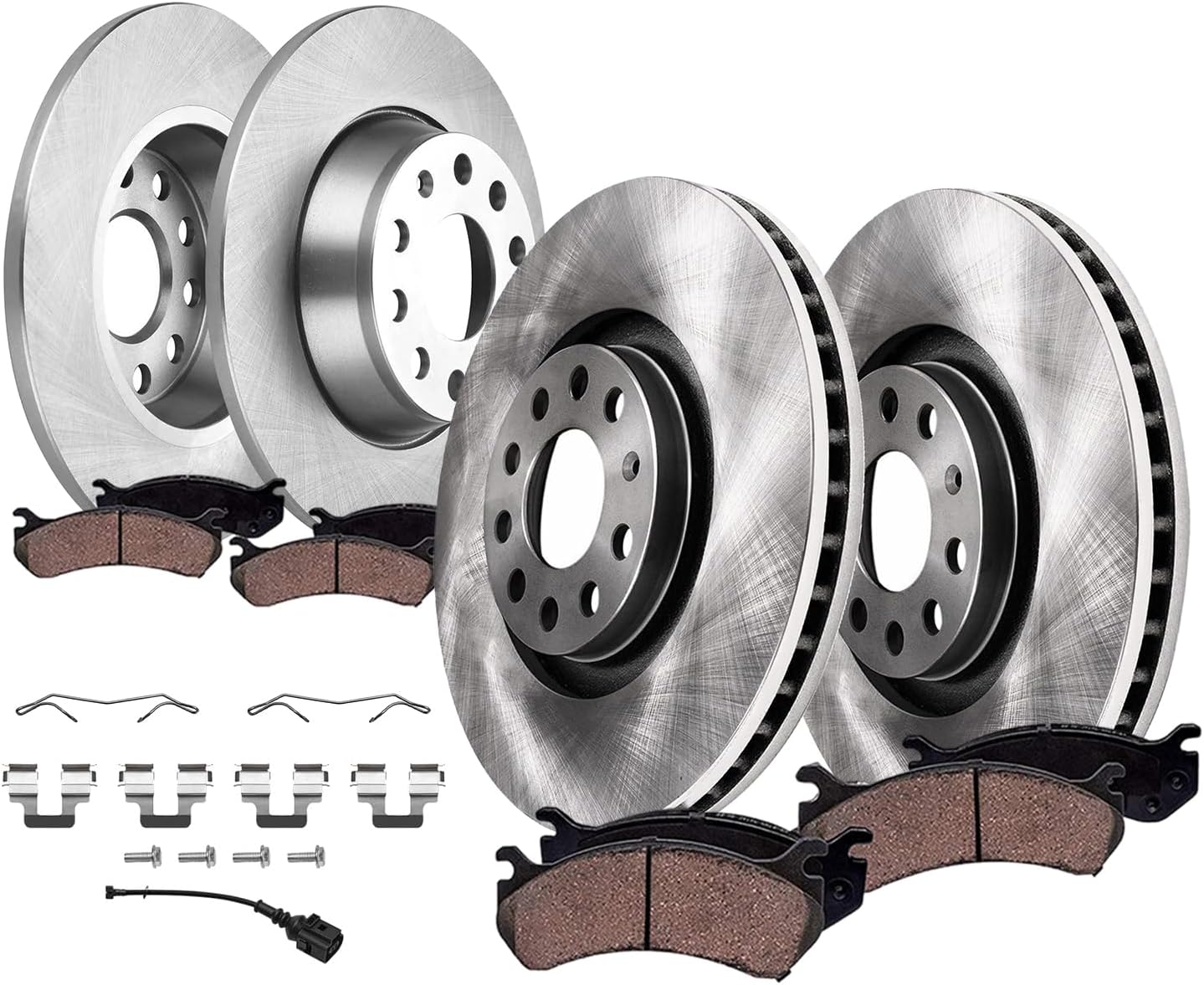 Detroit Axle - 8pc Brake Kit for Volkswagen Jetta Eos CC Audi A3 Quattro 12.28' inch Front and 11.10' inch Rear Disc Brake Rotors Ceramic Brakes Pads 2010 Replacement