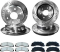 Front+Rear Drilled Slotted Brake Rotors & Ceramic Pads replacement for 2001-2006 Chevy Silverado 1500 Tahoe Suburban GMC Sierra Yukon XL 1500 Cadillac Escalade