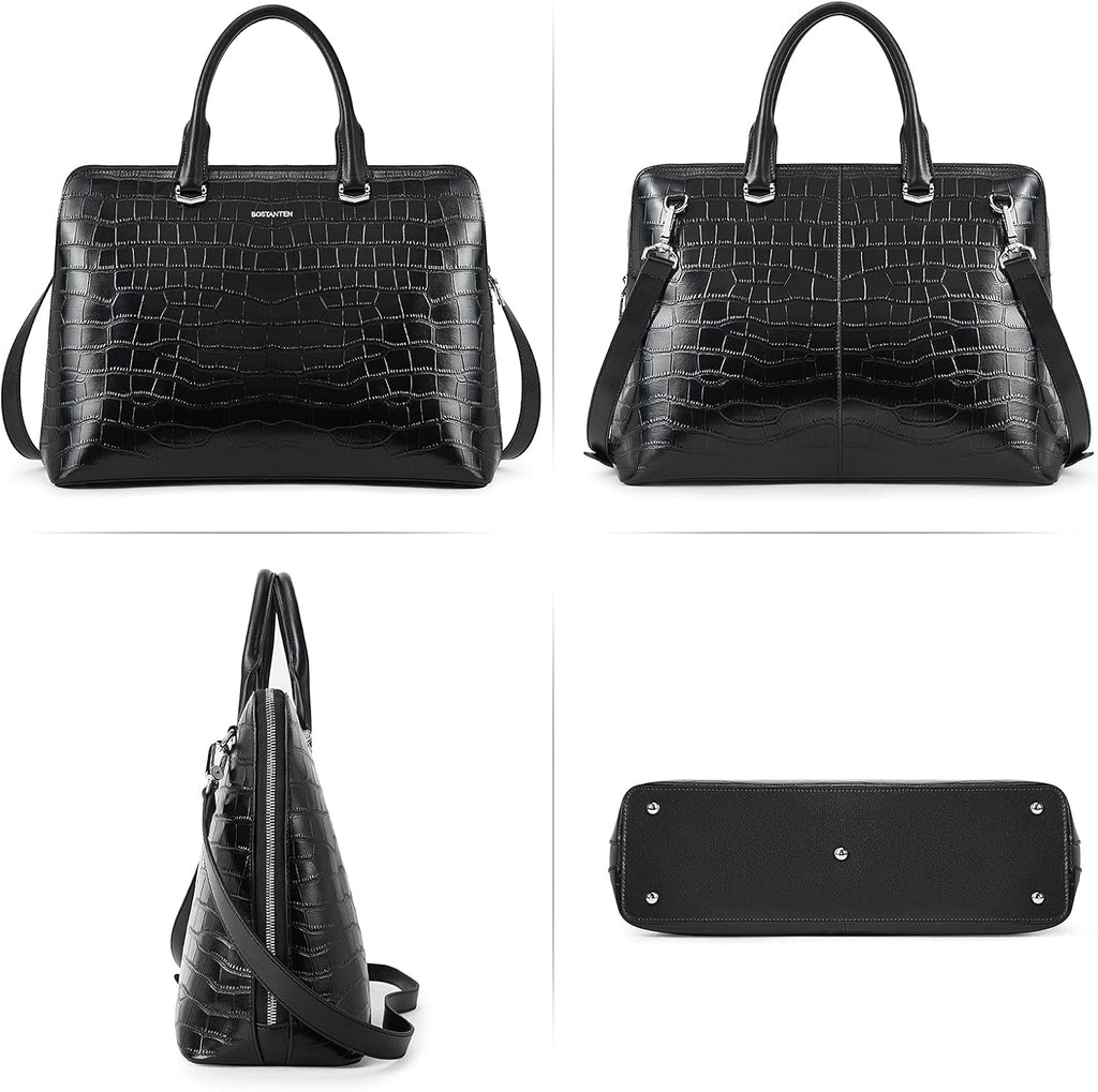 BOSTANTEN Briefcase for Women Leather 15.6 inch Laptop Shoulder Bag Office Work Crossbody Handbag