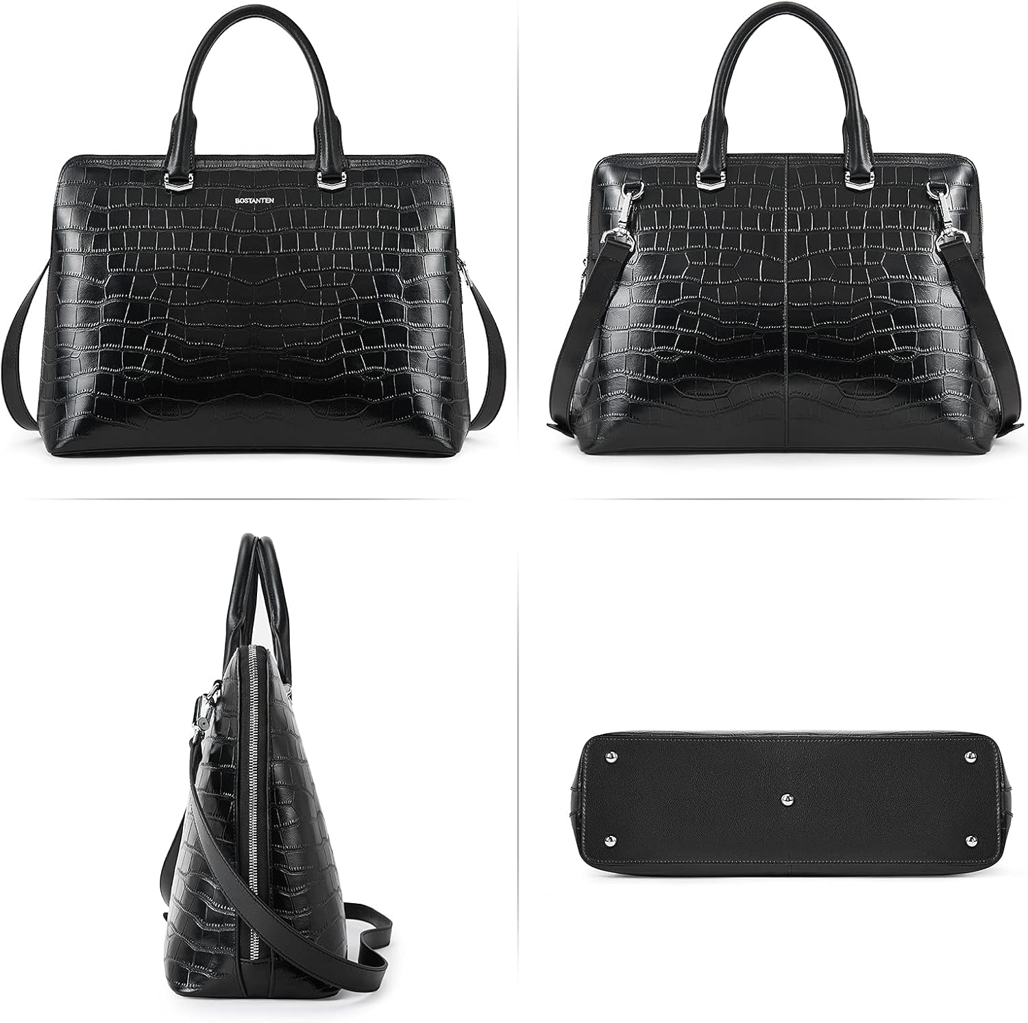 BOSTANTEN Briefcase for Women Leather 15.6 inch Laptop Shoulder Bag Office Work Crossbody Handbag