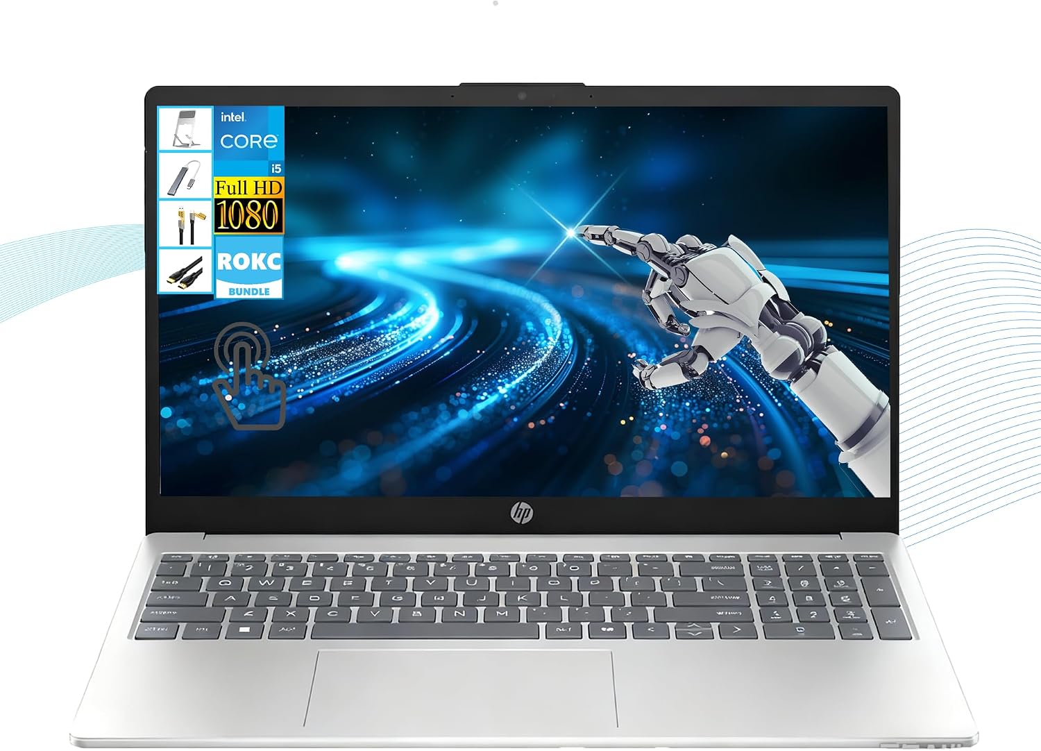 HP 15.6' FHD 300 Nits Touch Laptop | 13th Gen Intel Core i5-1334U 10-Core | 16GB RAM 512GB SSD | Long Battery Life| Privacy Camera| Wi-Fi 6| Copilot AI | Windows 11| for Business & Student| RK Bundle