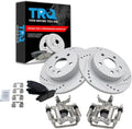 TRQ Performance Rear Brake Pad and Rotor Set Ceramic Solid Coated Rotors Calipers Compatible with 2013-2017 Buick Encore 2013-2016 Chevrolet Sonic 2015-2017 Trax
