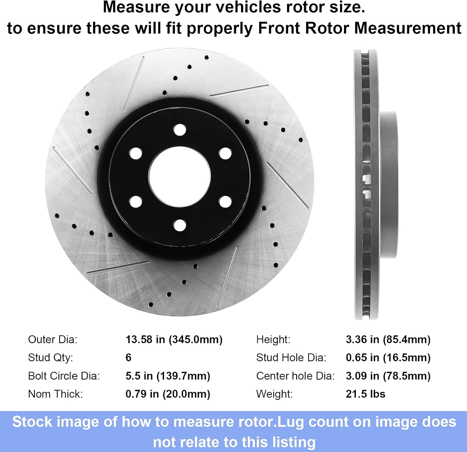 13.58' (345mm) Rear Disc Brake Rotors and Pads for 2007-2013 Chevy Silverado 1500/Avalanche/GMC Sierra 1500, 2007-2014 GMC Yukon/Chevy Tahoe/Suburban 1500/Cadillac Escalade/Escalade ESV EXT