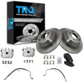 TRQ Rear Brake Pad and Rotor Set Ceramic Rotors Calipers Hoses Compatible with 2010-2012 Hyundai Santa Fe 2011-2013 Kia Sorento