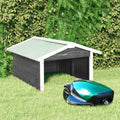 Robotic Lawn Mower Garage - Solid Firwood Weatherproof Outdoor Shed Protective Cover for Garden Tools and Charging Station Gray and White 28.3 x 34.3 x 19.7 Inch