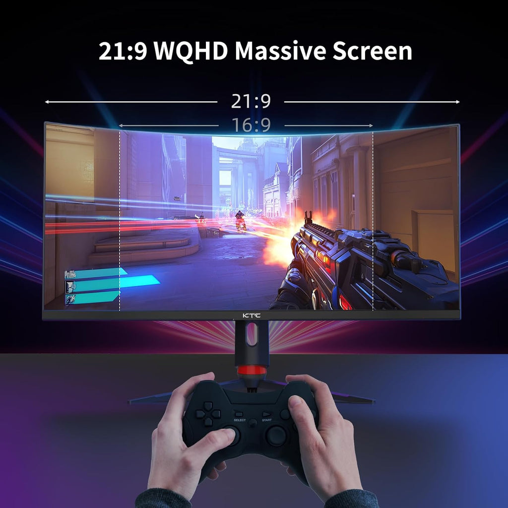 KTC 34 Inch Curved Ultrawide Gaming Monitor 3440 x 1440P 165Hz & Large Mouse Pad