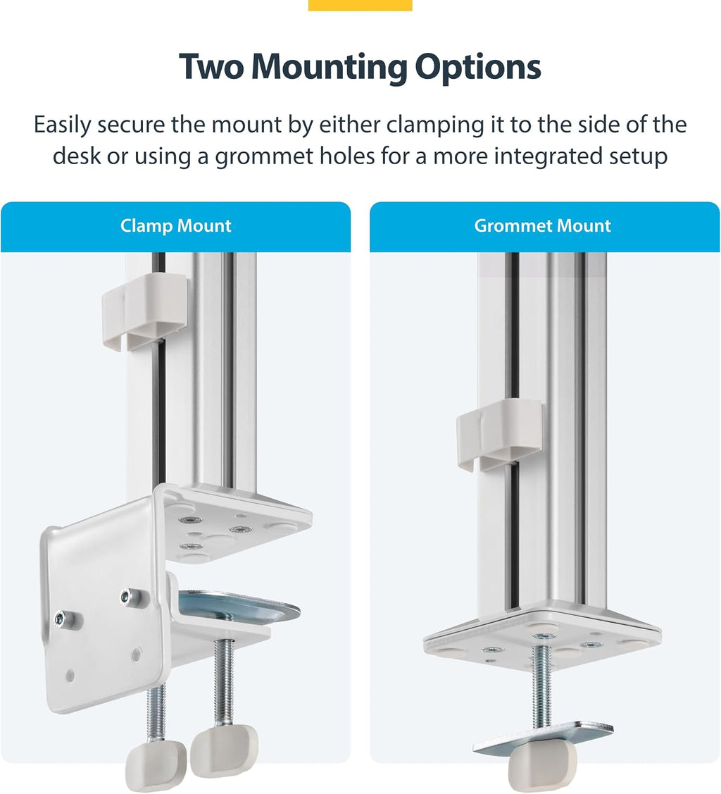 StarTech.com Six-Monitor Desk Mount w/Crossbar, Up to 32-inch Computer Screens/Max 17.6lb Each, Dual Column, C-clamp/Grommet