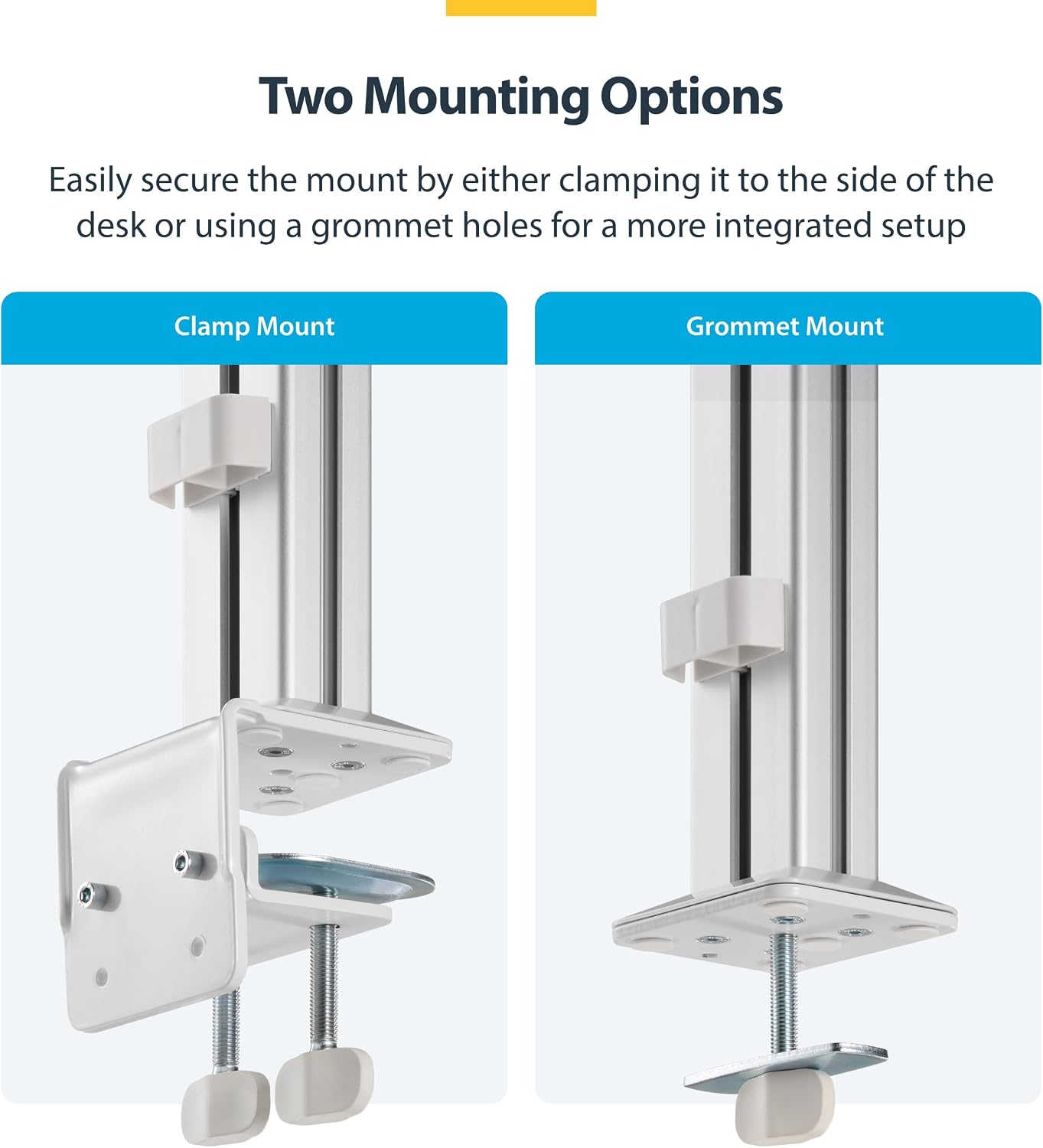 StarTech.com Six-Monitor Desk Mount w/Crossbar, Up to 32-inch Computer Screens/Max 17.6lb Each, Dual Column, C-clamp/Grommet