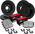 R1 Concepts Front and Rear Brake Kit Fits 2020-2025 Hyundai Palisade; 2020-2025 Kia Telluride| Optimum Oep Pads, Drilled Slotted Rotors| Hardware| 13.4' Front & 12.0' Rear